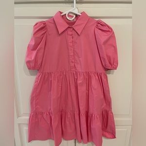 TCEC Dress/ pink collard dress with puffy sleeves